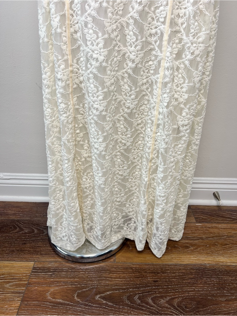 ZARA NWT Ecru Lace Maxi Dress Size S Sheer Mock Neck Wedding Bridal Boho - Picture 12 of 15